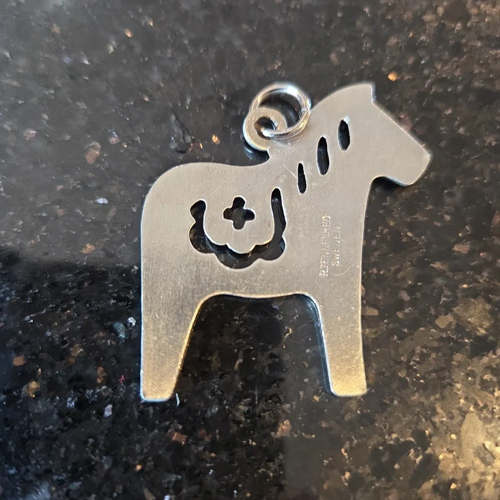 Rune Tennesmed Metal Dala Horse Pendant Mid-Century Modern Pewter Swedish - Picture 2 of 9